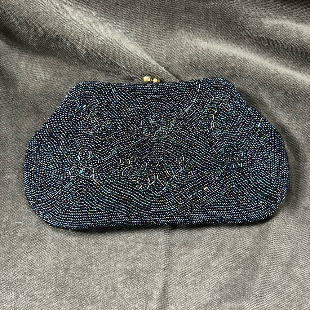 Vintage Black Beaded Clutch